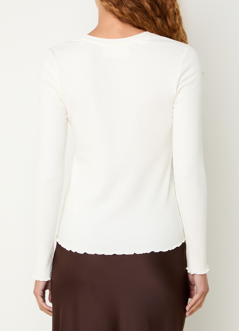T-shirt a maniche lunghe da donna Fanna Selected in maglia a coste elasticizzata