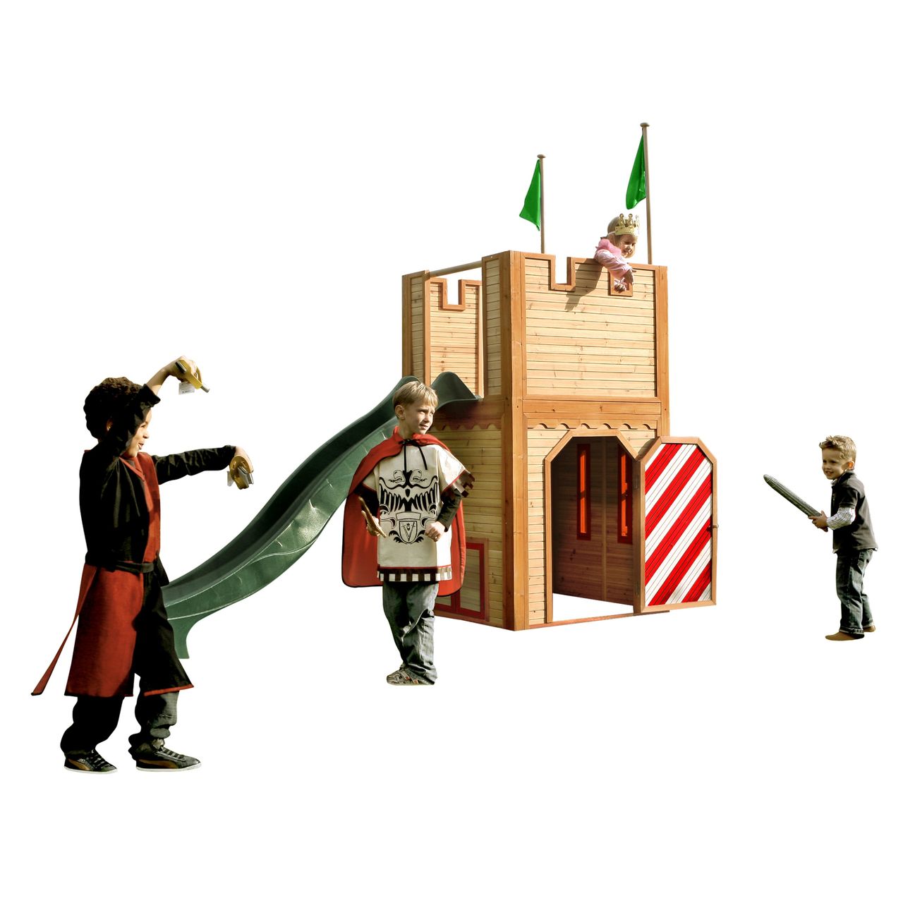 AXI Arthur Spielhaus Braun/Rot - Grüne Rutsche