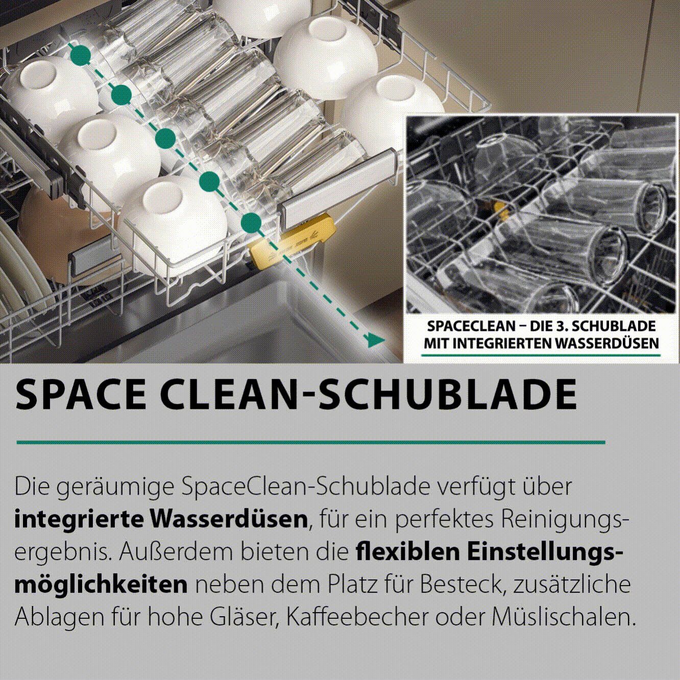 BAUKNECHT vollintegrierbarer Geschirrspüler, B8RI HP42 LC, 14 Maßgedecke, SpaceClean – die 3. Schublade für hohe Gläser und Müslischalen