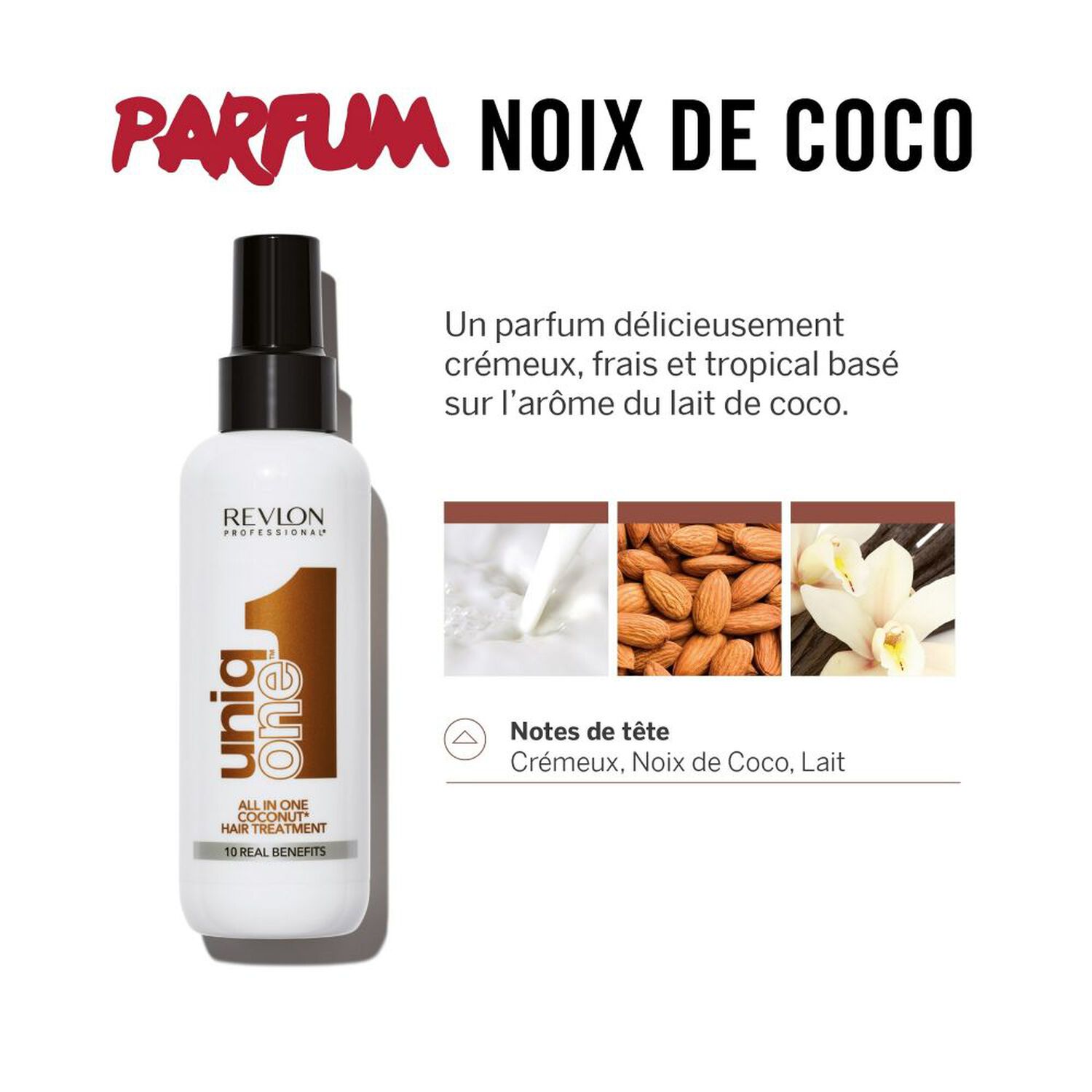revlon professional Masque Spray Sans Rinçage 10 Bienfaits Coco UNIQONE™ - Tous Types de Cheveux - 150 ml