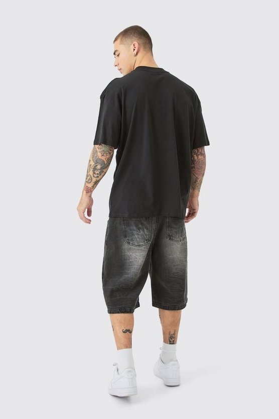 Oversize T-Shirt mit Homme Moto Print