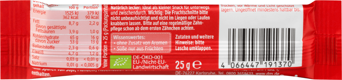 Fruchtriegel Apfel, Banane ab 1Jahr, 25 g