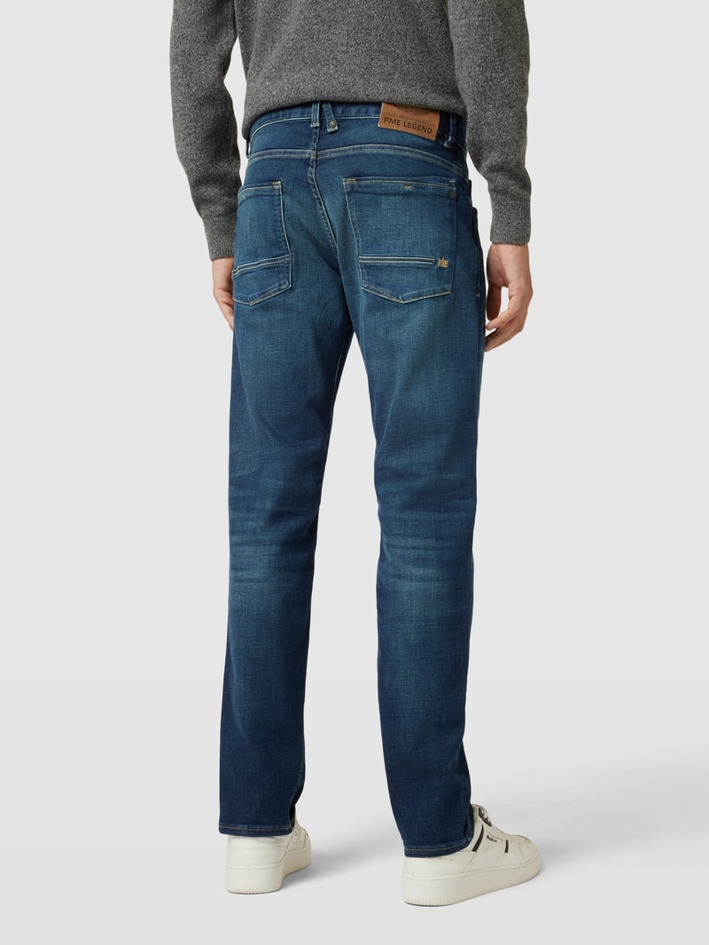 Jeans mit Label-Detail Modell 'LEGEND' in marineblau