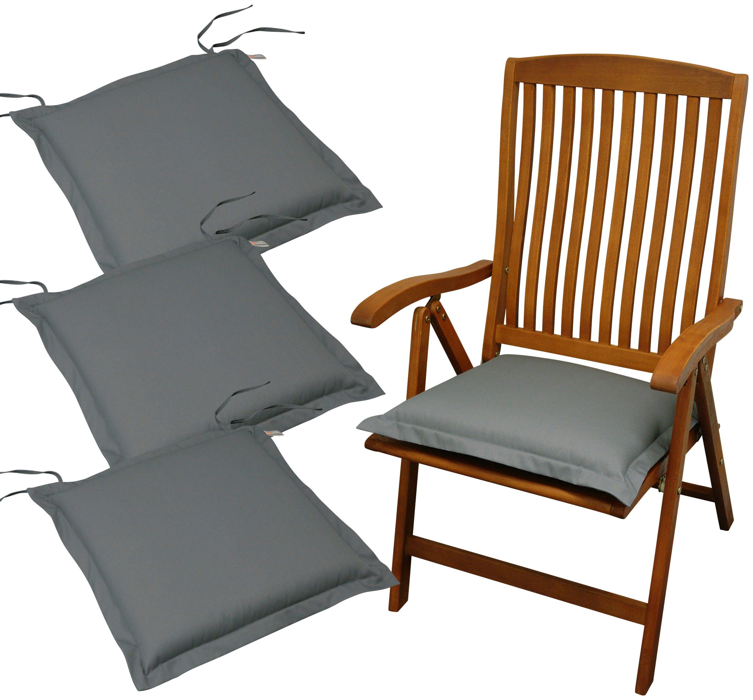 indoba Sitzkissen Premium, 4er Set, extra dick - Grau- IND-70424-AUSK-4