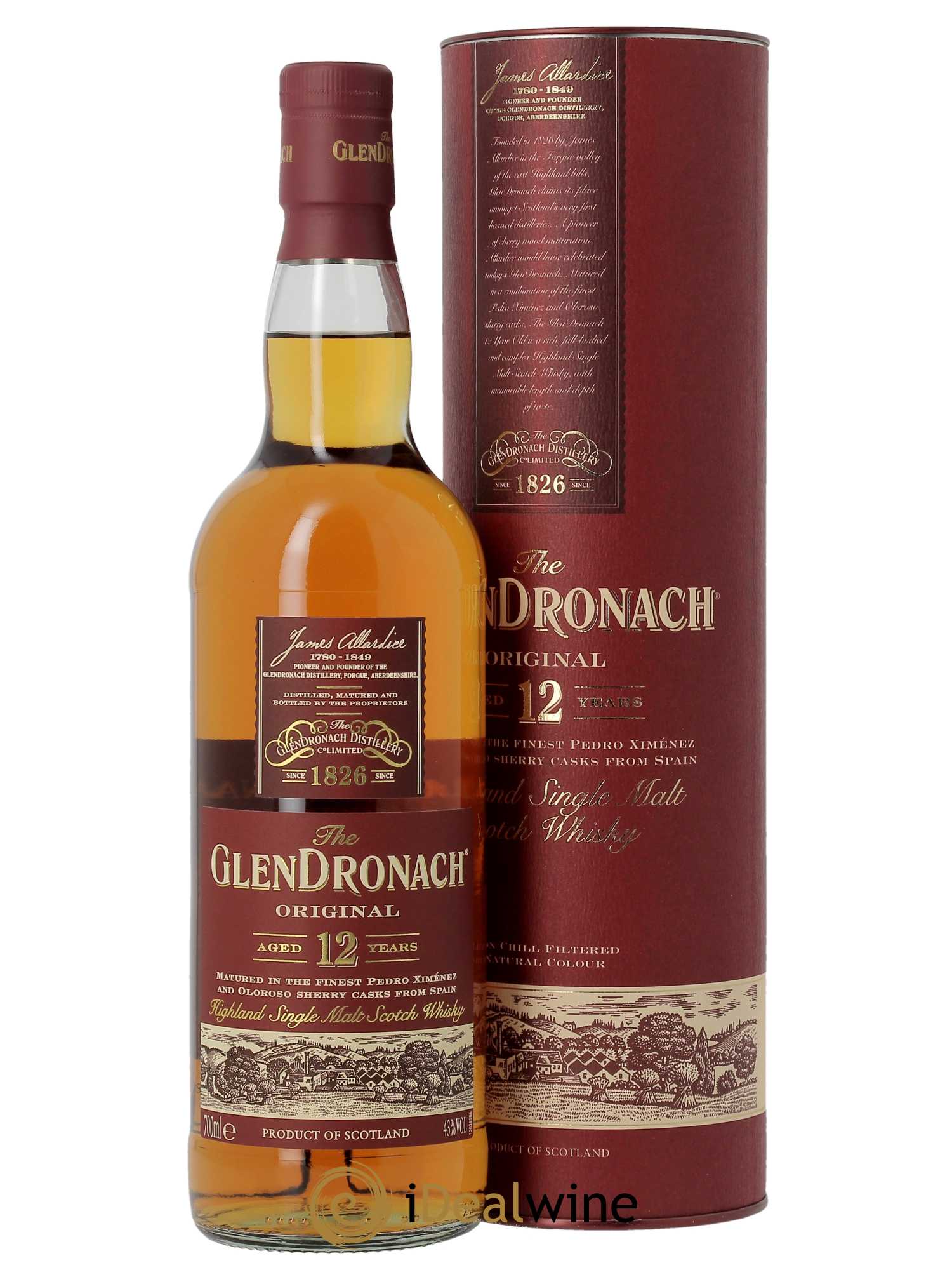 Whisky Glendronach 12 years Of. Single Malt Scotch Whisky (70 cl)  - Lot de 1 Bouteille