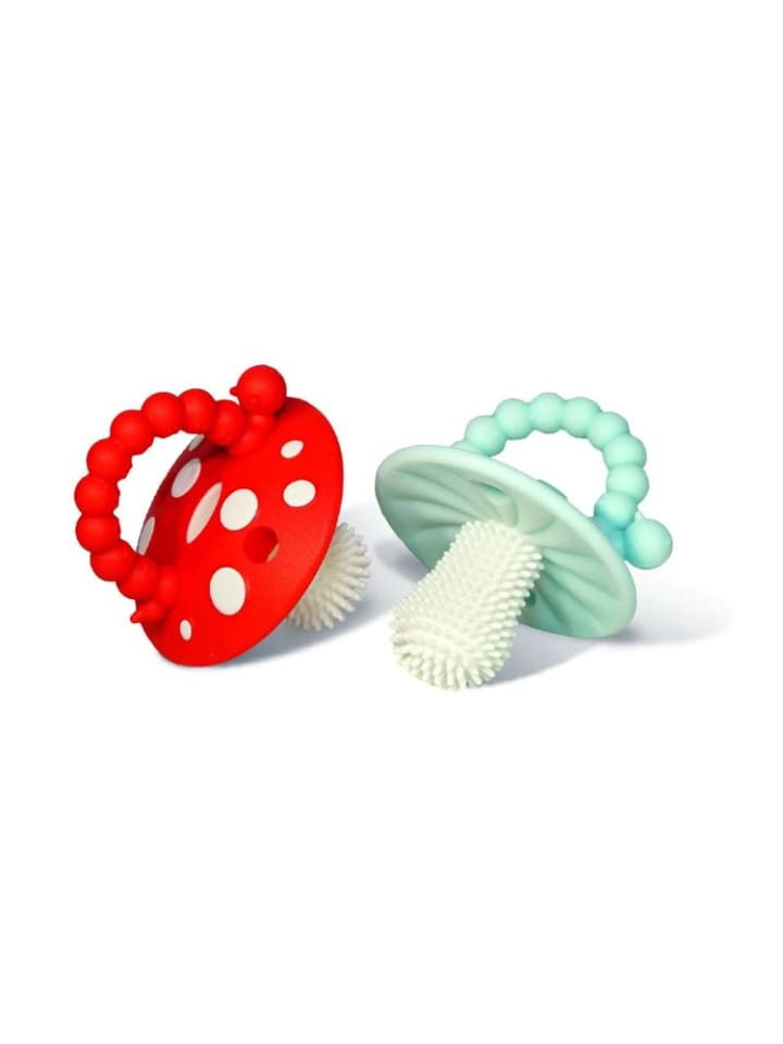 RaZbaby Beißringe 2er logopädisch Pilze für Babys 100% Silikon 3M  in Blau günstig kaufen onesize