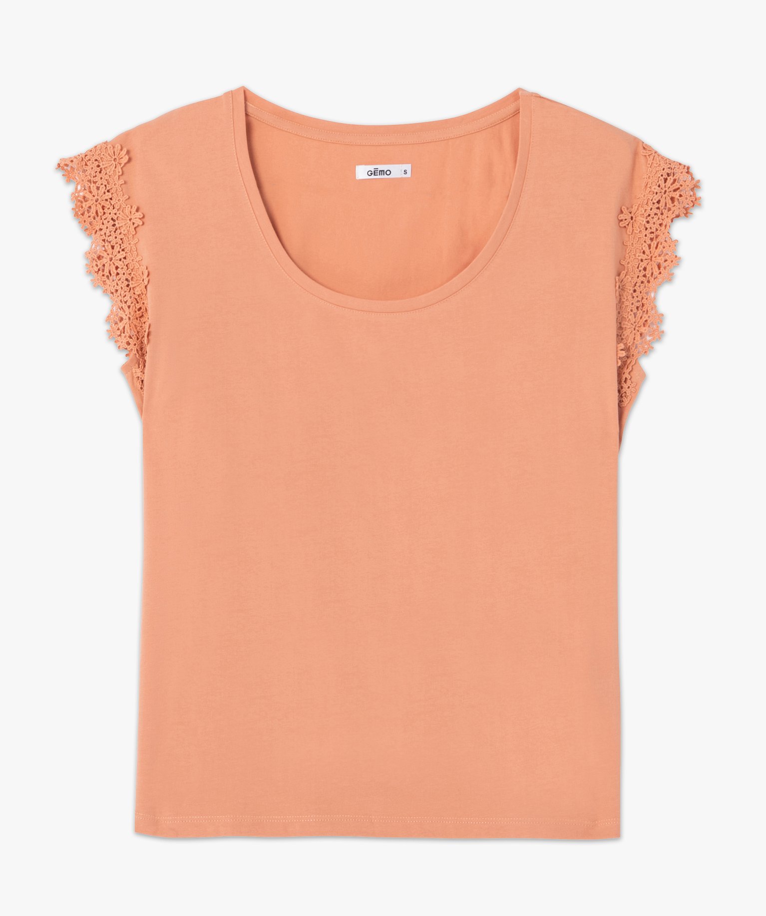 Tee-shirt femme sans manches avec emmanchures dentelle rose | GEMO