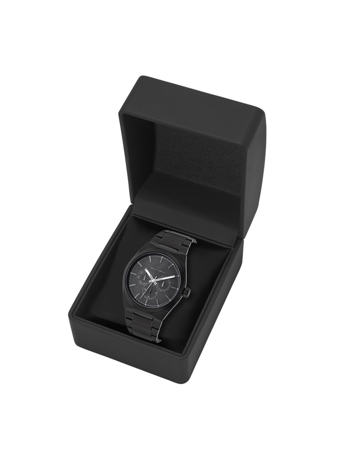 Rhodenwald & Söhne Herren Multifunktionsuhr schwarz Edelstahl schwarz in schwarz günstig kaufen 20 cm