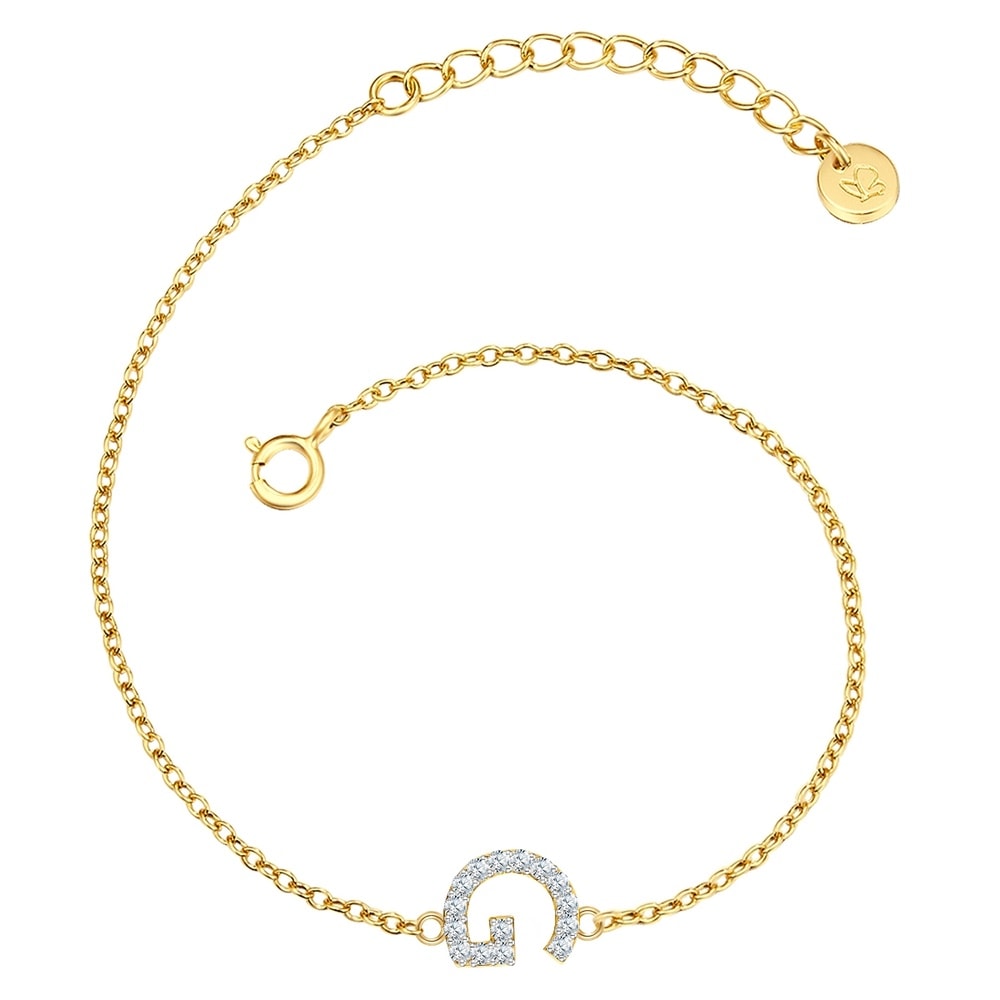 Glanzstücke München Bracelet en argent Lettre G Argent sterling Oxyde de zirconium (CZ) en Or jaune Bracelet