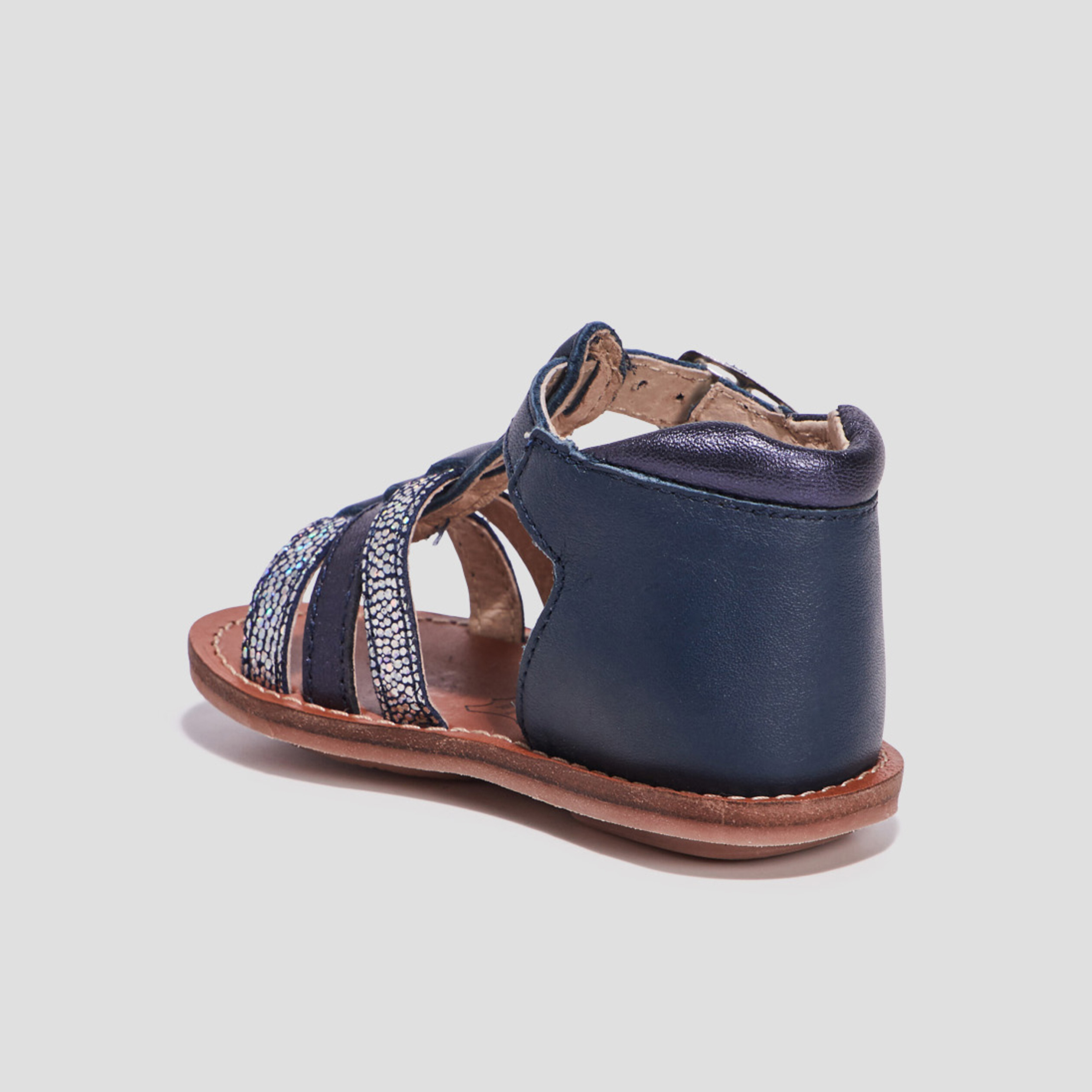 Sandales en cuir bleu marine bébé fille | La Halle