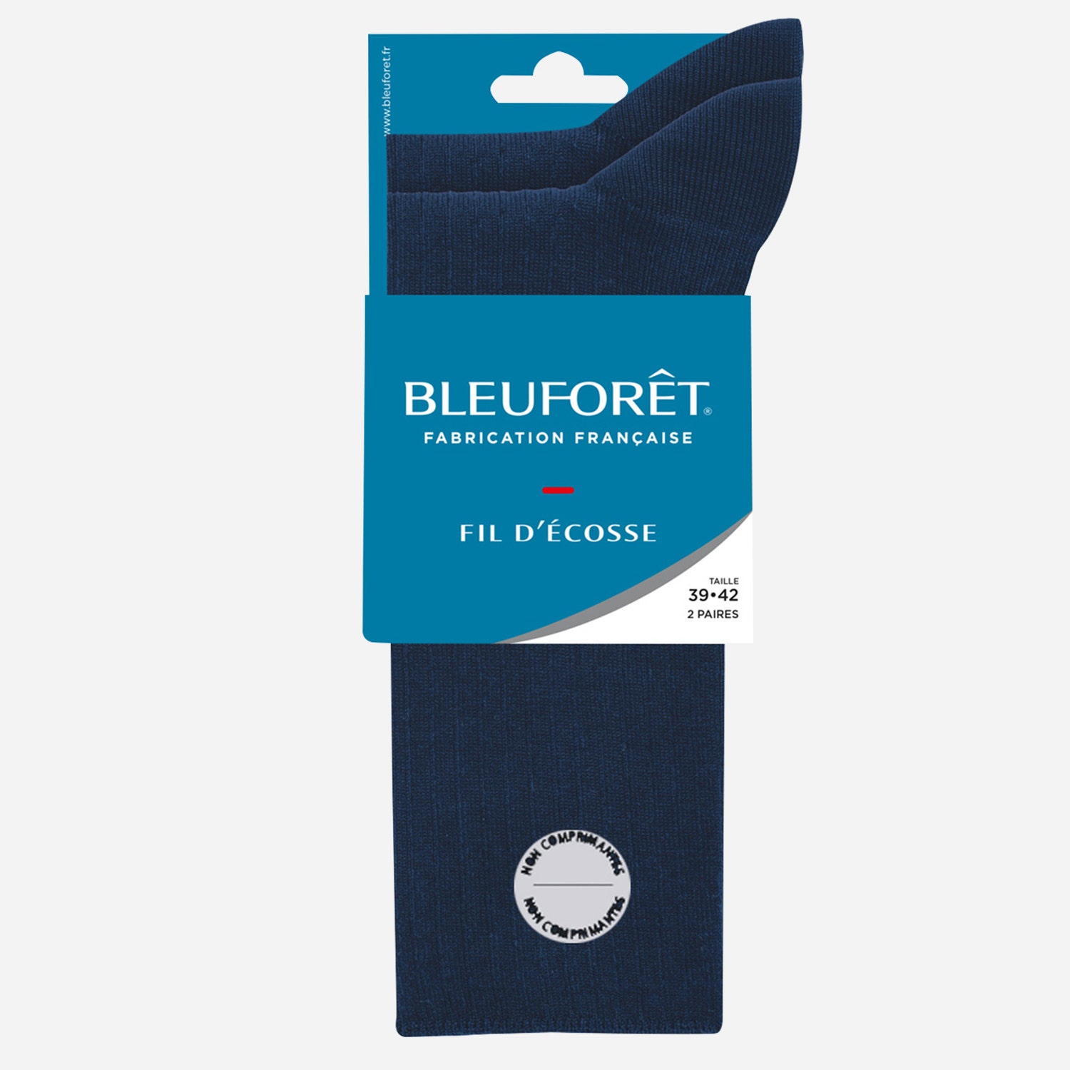 Lot de 2 paires de chaussettes marine BLEU FORET 39-42