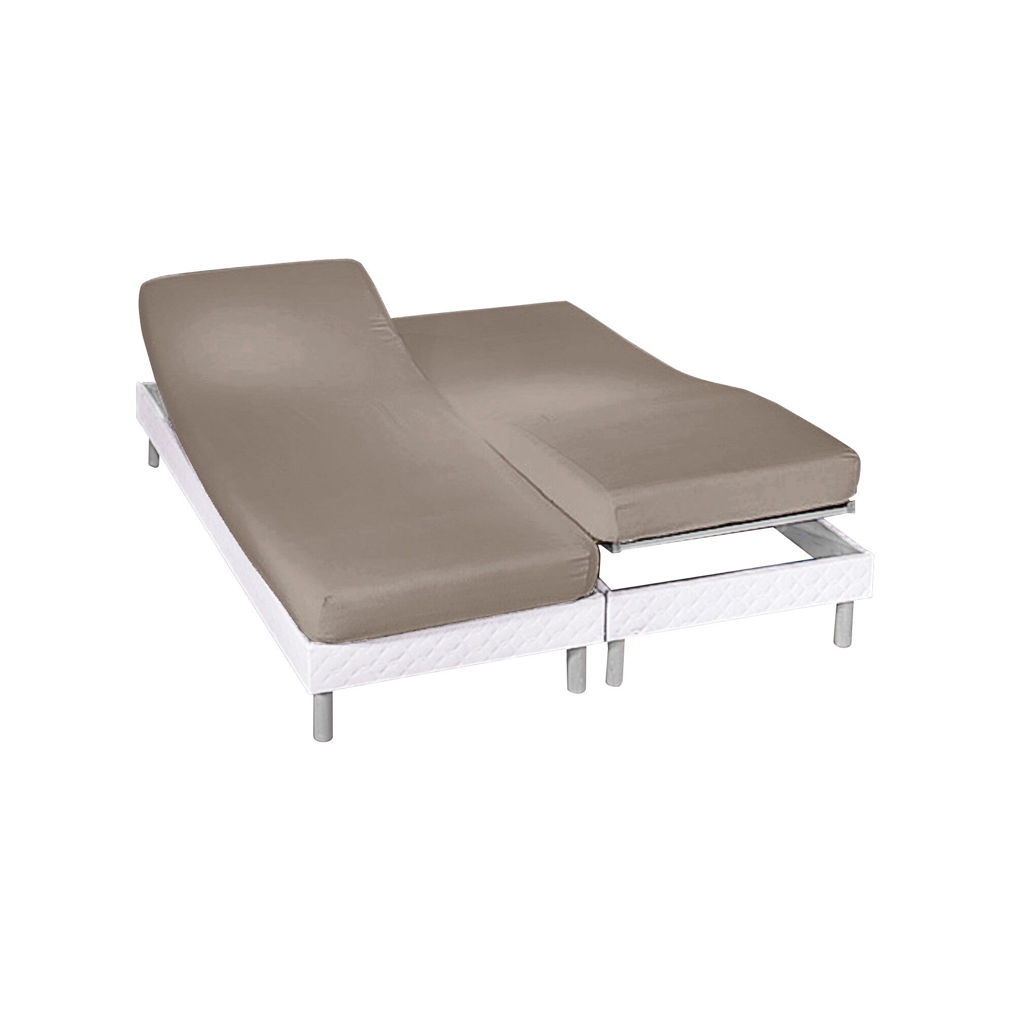 Drap-housse uni sommier articulé flanelle bonnets 26 cm