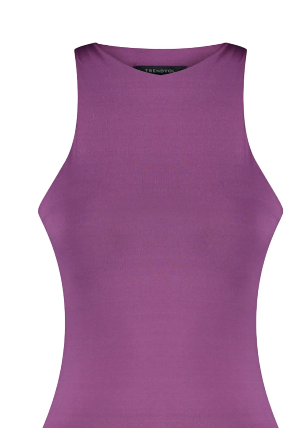 Trendyol Collection  Pflaumenfarbener Neckholder-Body mit flexiblem Druckknopf-Strick-Body TWOSS20BD0044