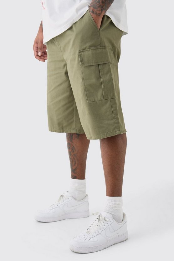 Plus lockere Cargo-Shorts mit elastischem Bund