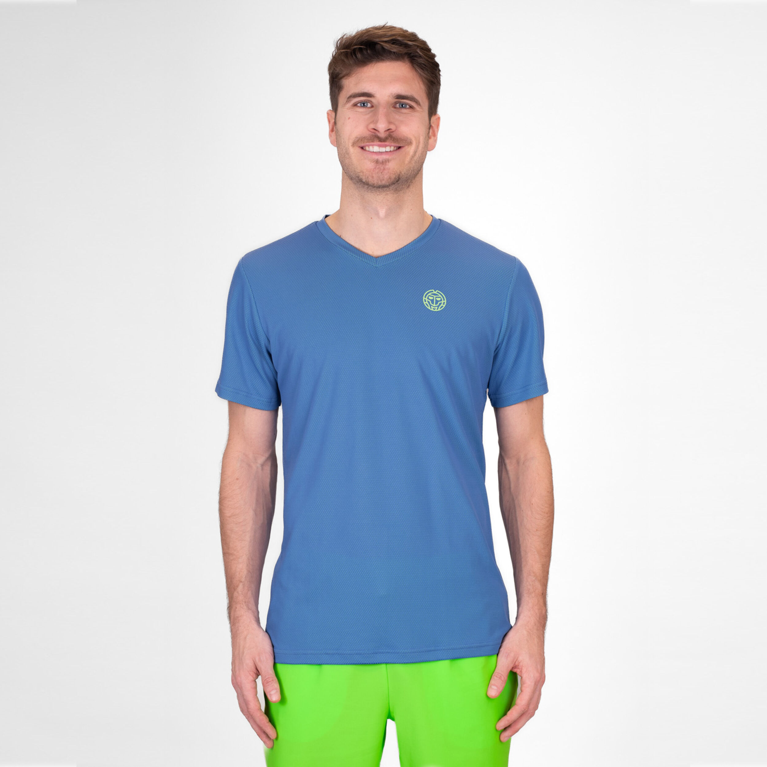 Crew Inside Out V-Neck T-Shirt Herren - Blau, Neongrün