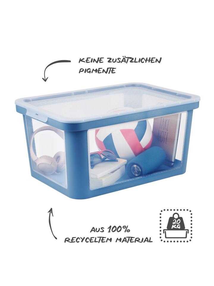 Rotho Albris Aufbewahrungsbox 45l mit Deckel, Kunststoff (PP recycelt) in Horizontblau günstig kaufen onesize