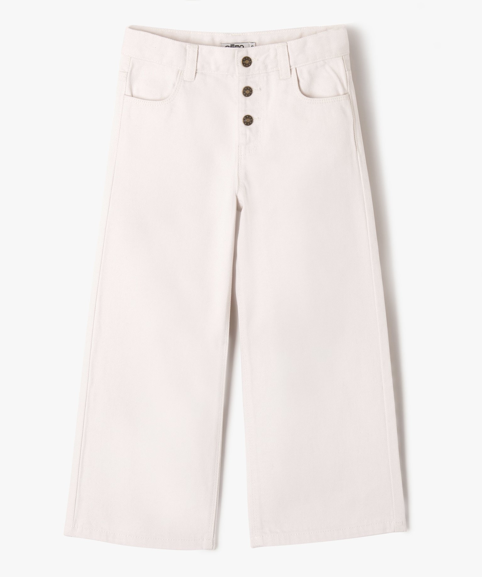 Pantalon large en toile denim colorée fille ecru | GEMO