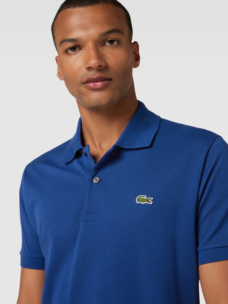 Poloshirt mit Logo-Stitching in dunkelblau