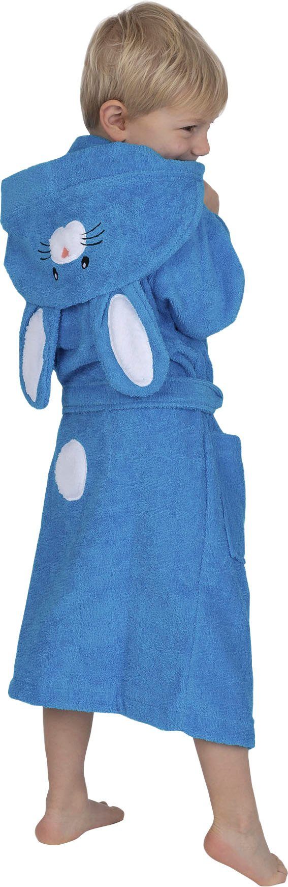 Wewo fashion Kinderbademantel 8024, Kurzform, Baumwolle, Kapuze, Gürtel, für Mädchen & Jungen, mit niedlicher Kapuze