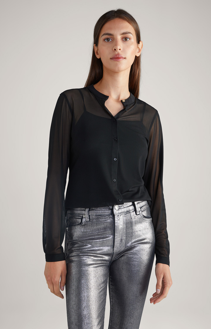 Mesh-Bluse in Schwarz