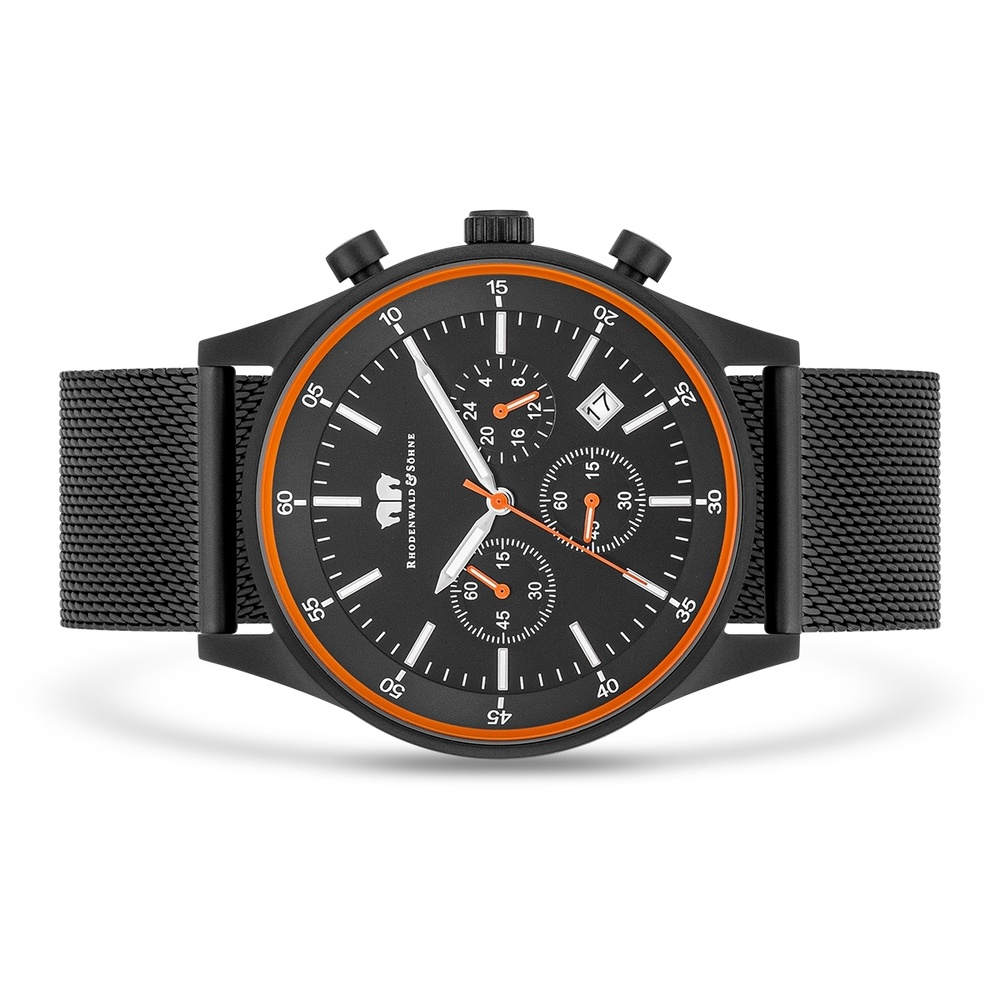 Rhodenwald & Söhne Chronographe Goodwill en Noir Acier inoxydable en Noir Montre