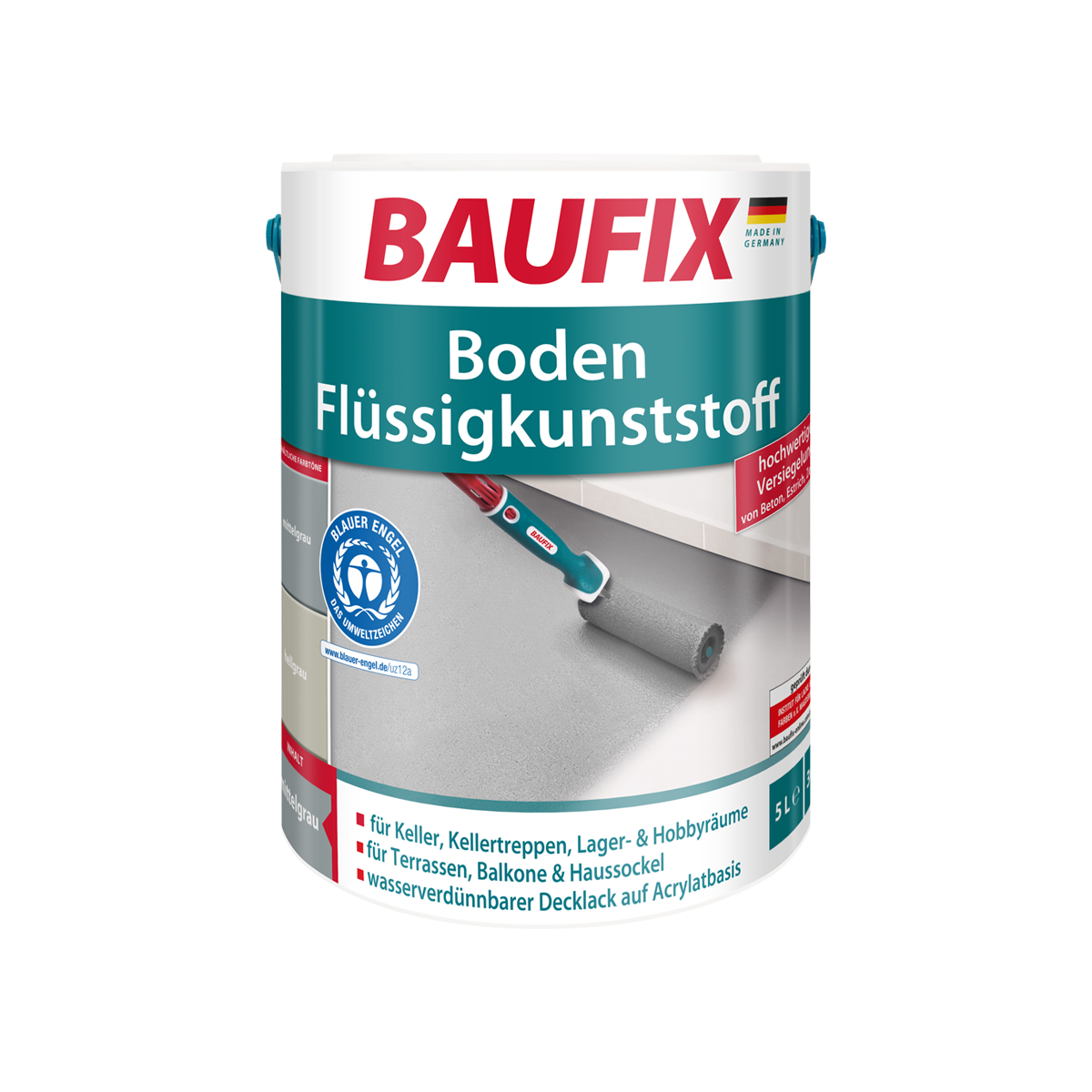 Baufix Boden-Flüssigkunststoff 5l, zeltgrau- 2er Set