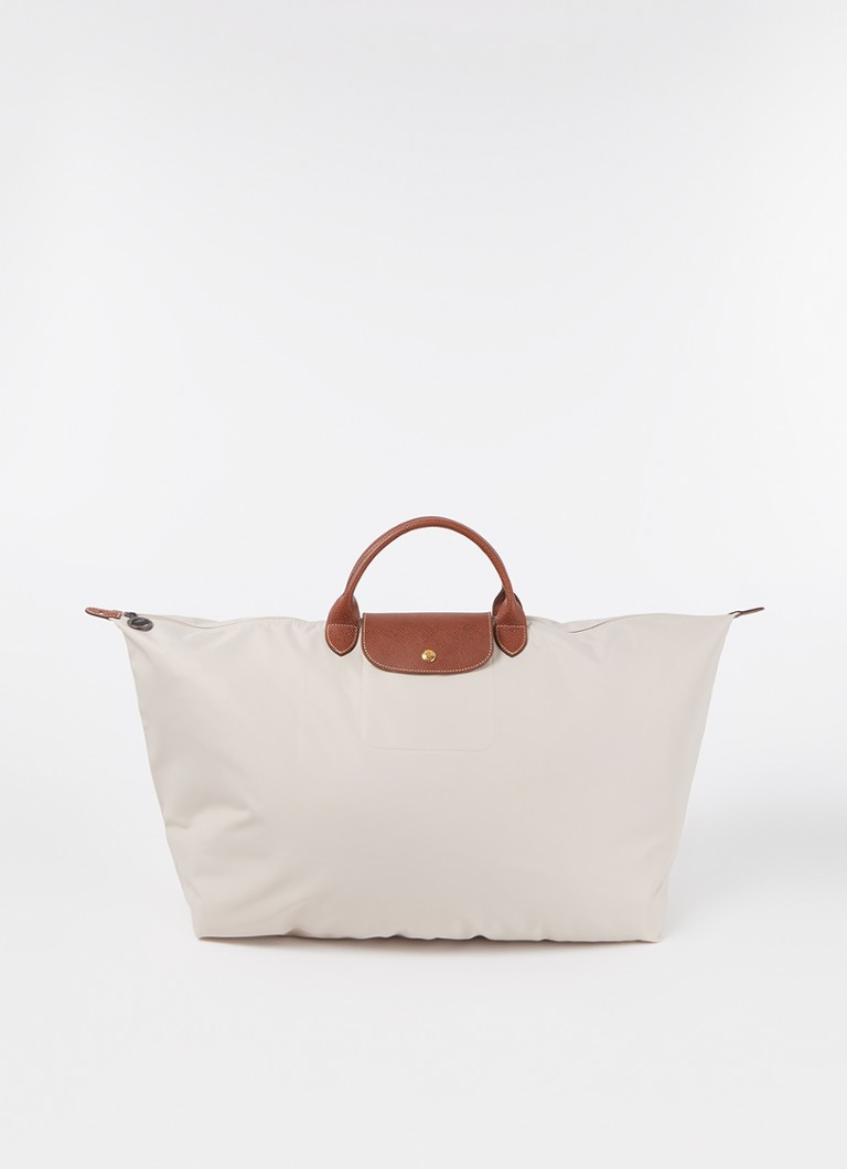 Longchamp Le Pliage Vihreä matkalaukku M nahkayksityiskohdilla