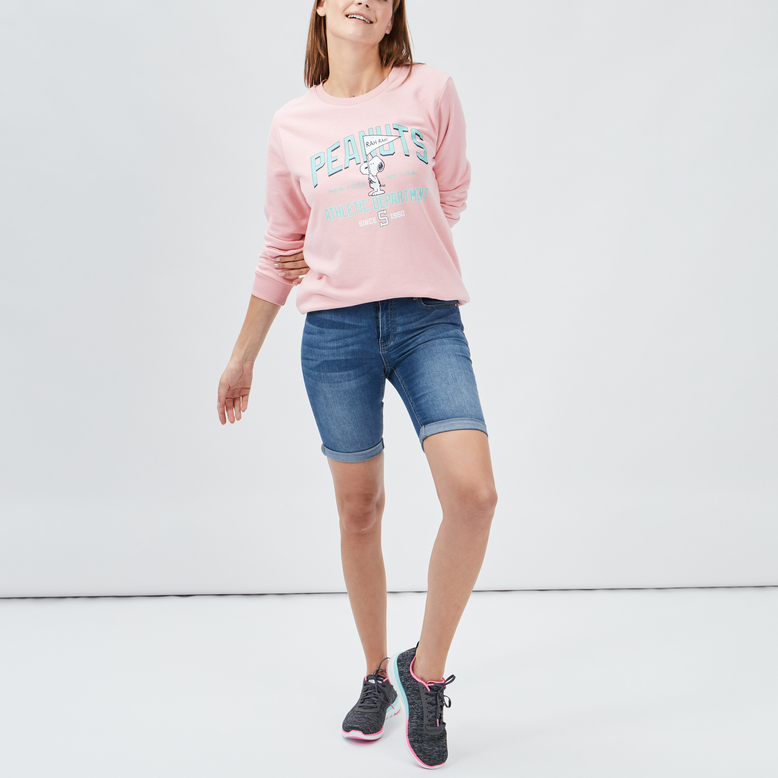 Bermuda slim en jean denim stone femme | La Halle
