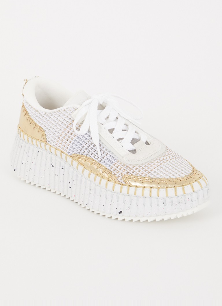 Chloé  Nama sneaker met gebreid bovenwerk en metallic details