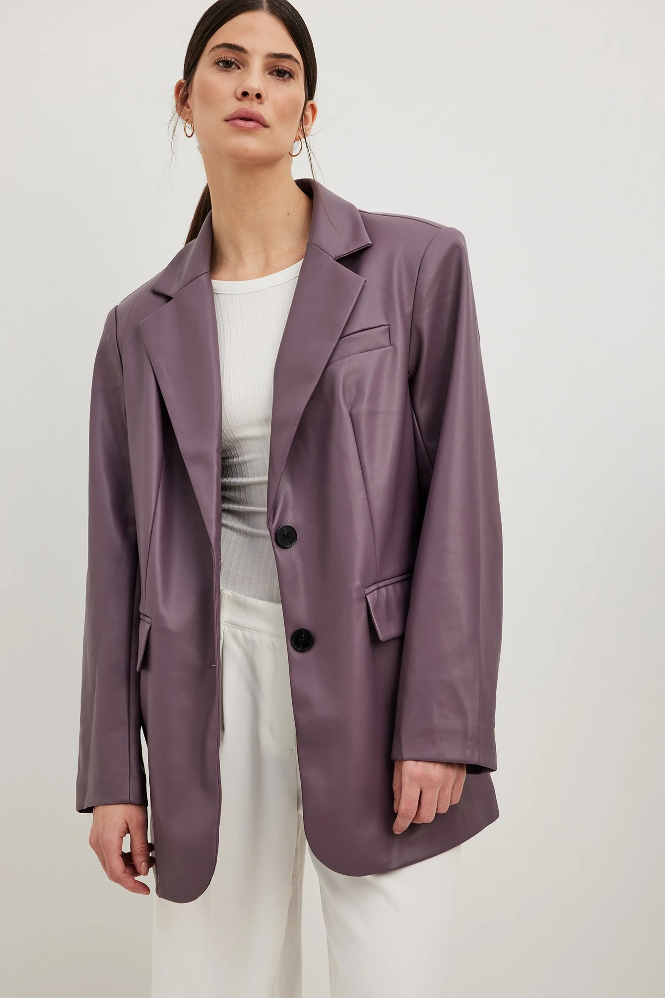 Maxi übergroßer PU-Blazer