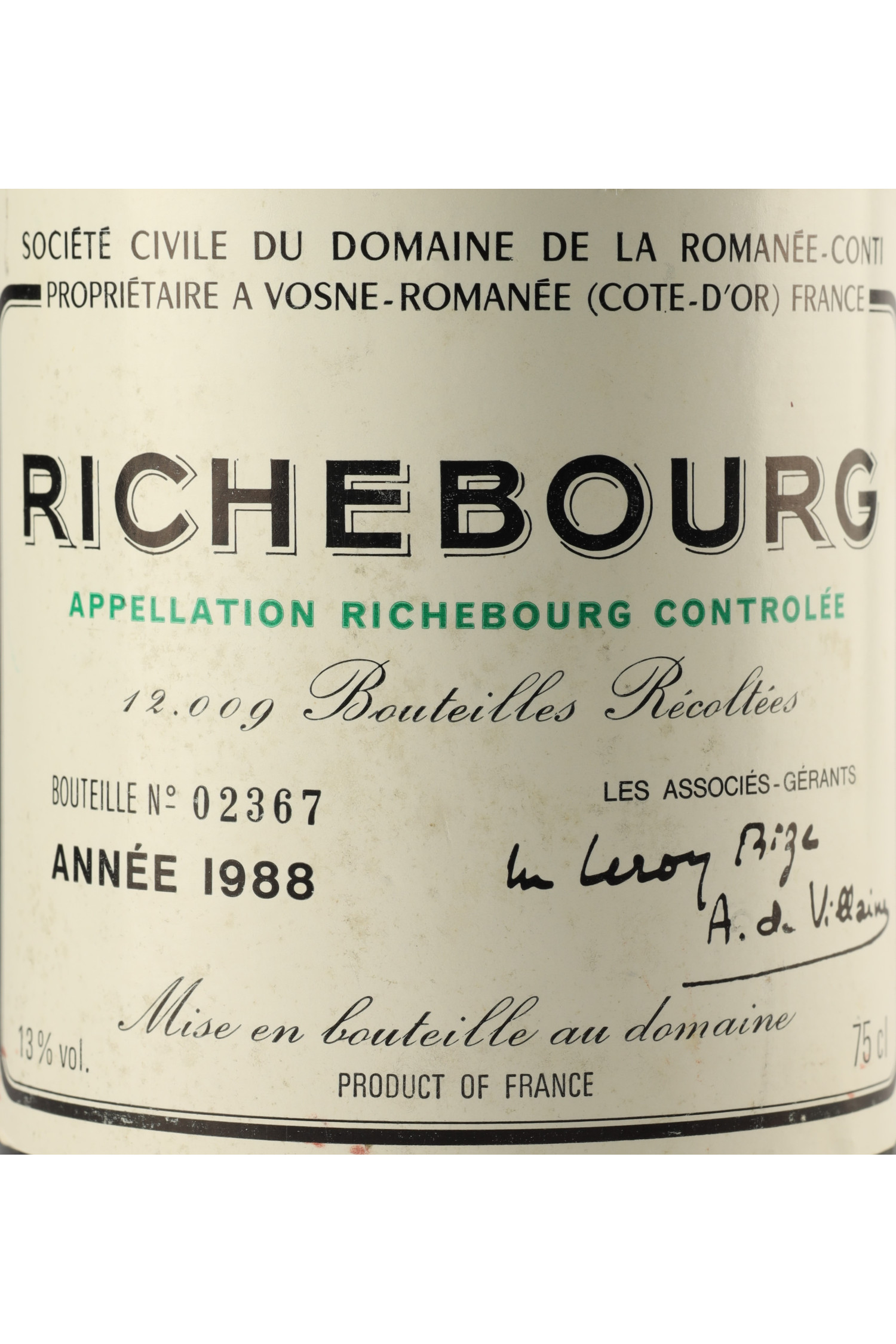 Domaine De La Romanee Conti 1988, Richebourg