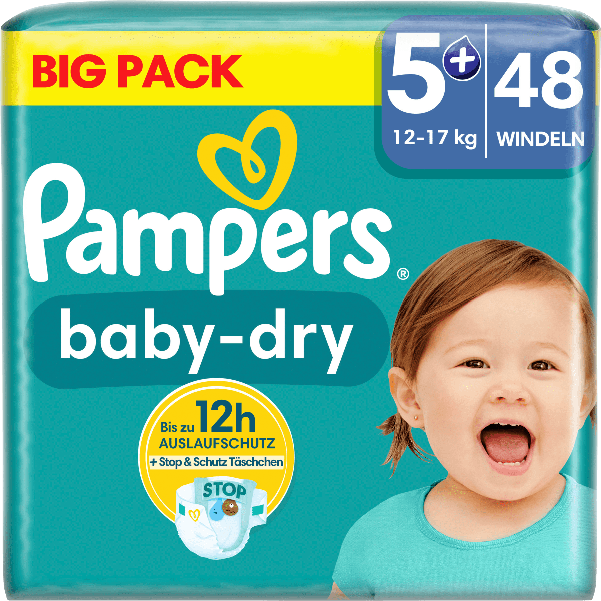 Windeln Baby Dry Gr.5+ Junior Plus (12-17kg), Big Pack, 48 St
