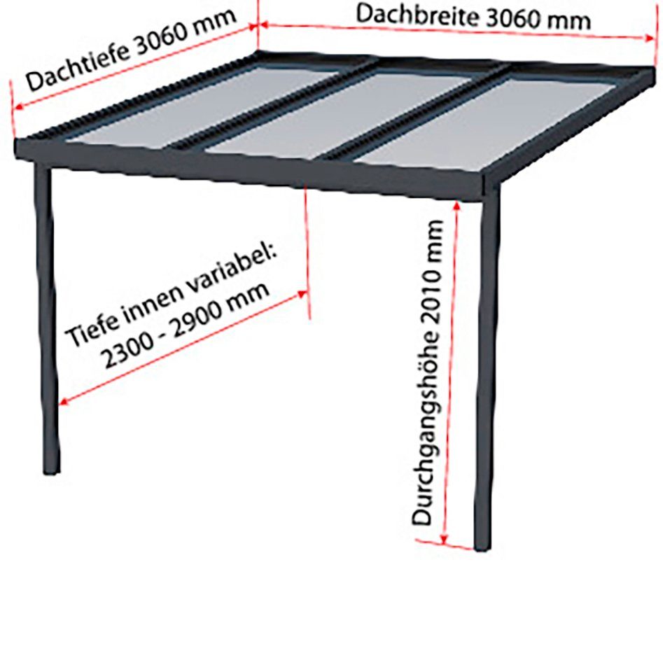 GUTTA Terrassendach Premium, BxT: 309,4x306 cm, Bedachung Dachplatten, BxT: 309x306 cm, Dach Acryl bronce