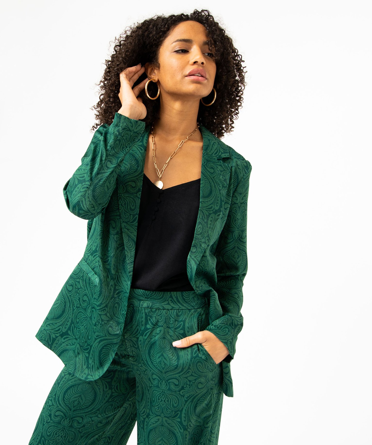 Veste blazer femme imprimée en matière satinée imprime | GEMO