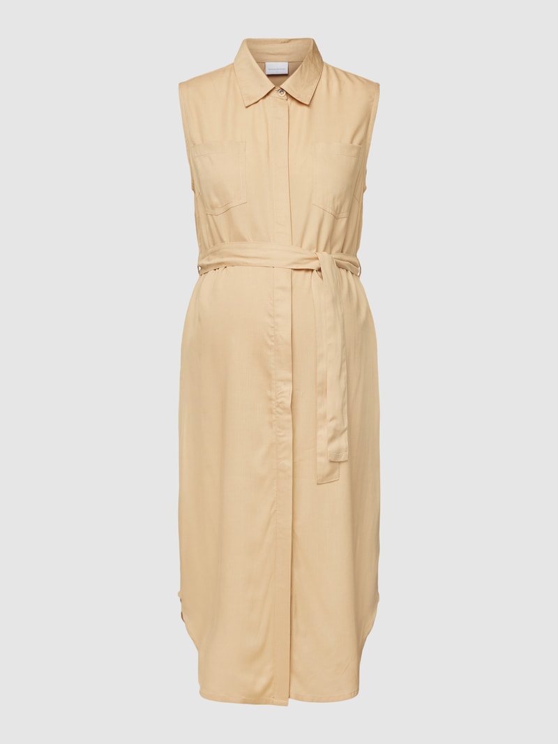 Knielanges Umstands-Hemdblusenkleid Modell 'LIA' in sand