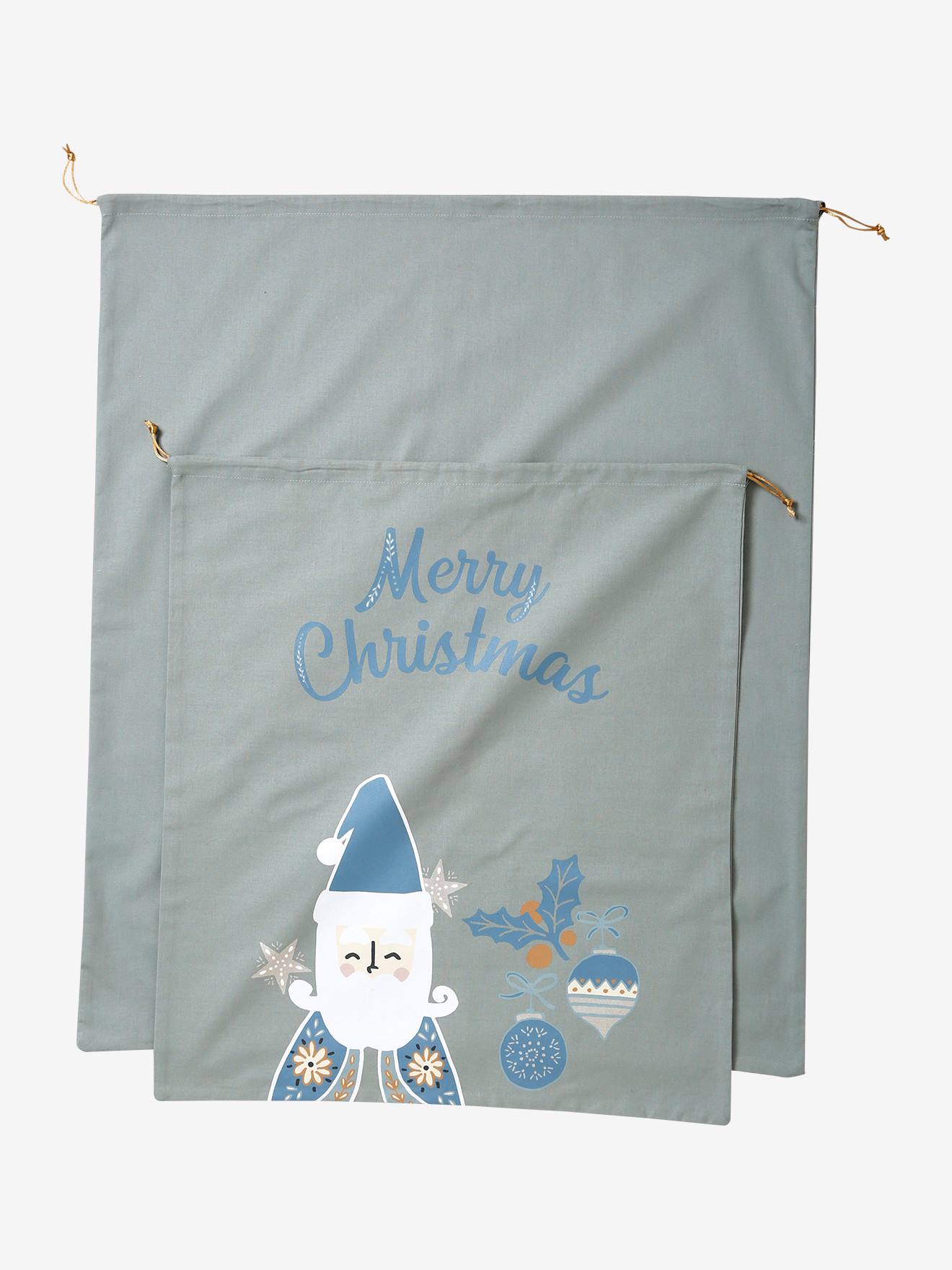 Sac à jouets Père Noël scandinave vert / bleu