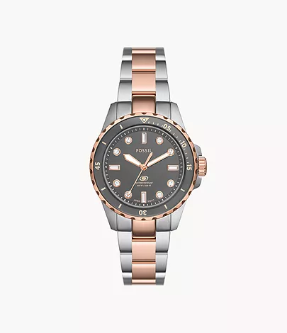 Fossil Uhr Fossil Blue Dive 3-Zeiger-Werk Edelstahl zweifarbig