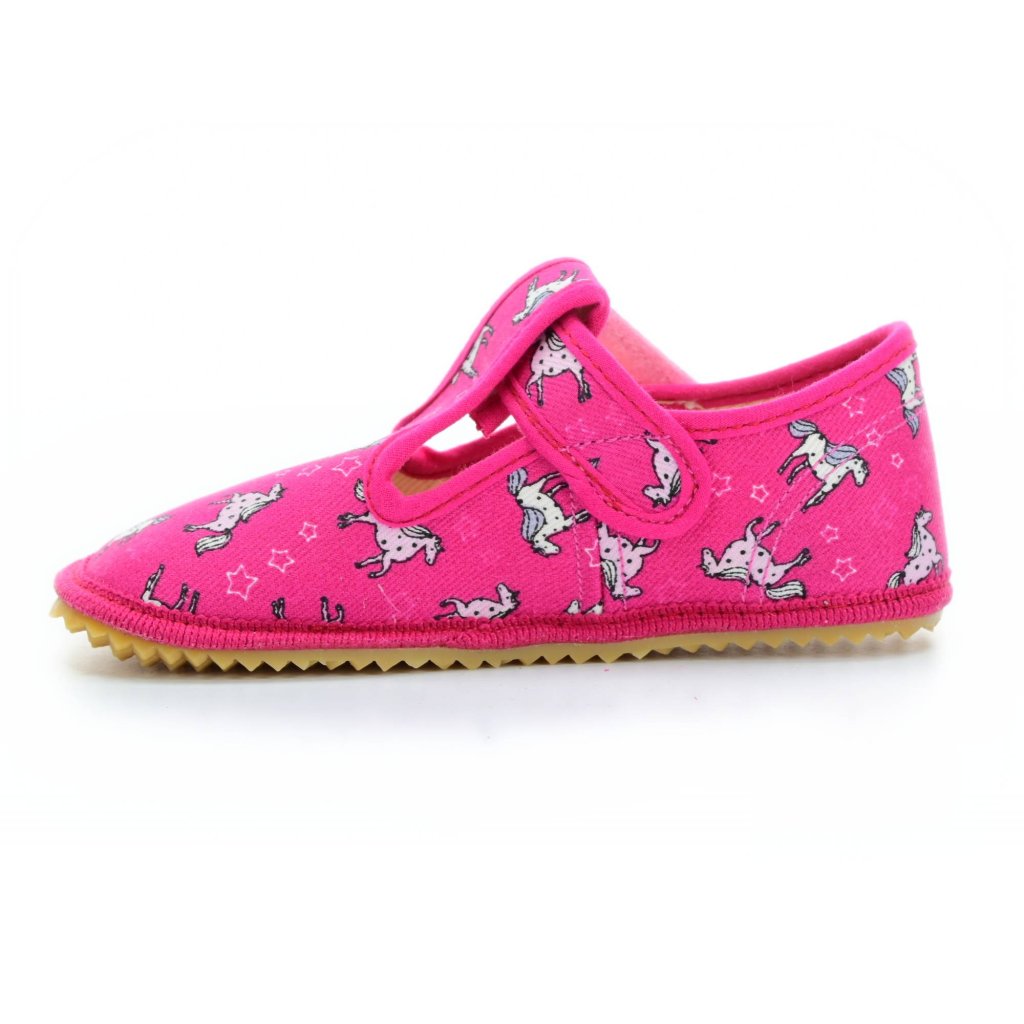 Beda rosa mit Pferden Canvas Hausschuhe (BF-060010/W)