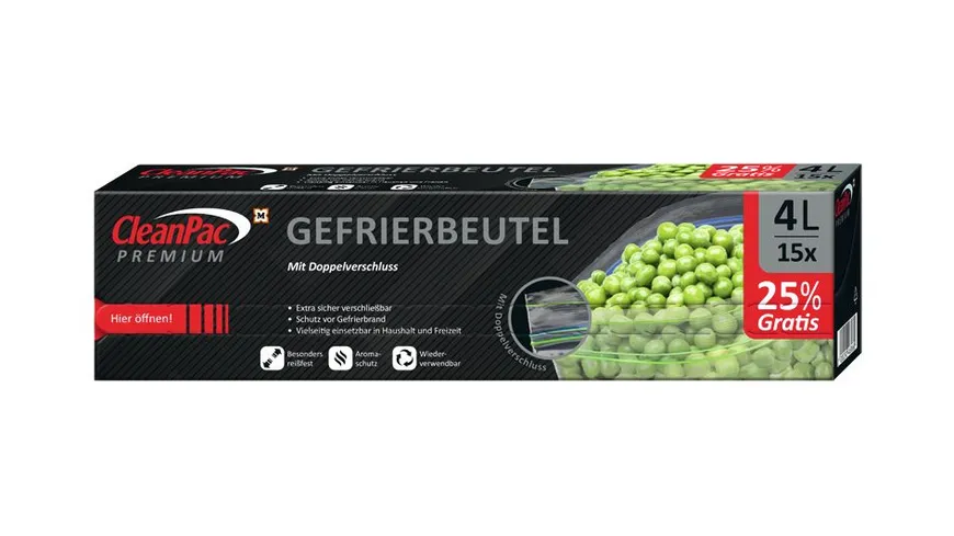 CleanPac Gefrierbeutel mit Doppelverschluss 4 Liter