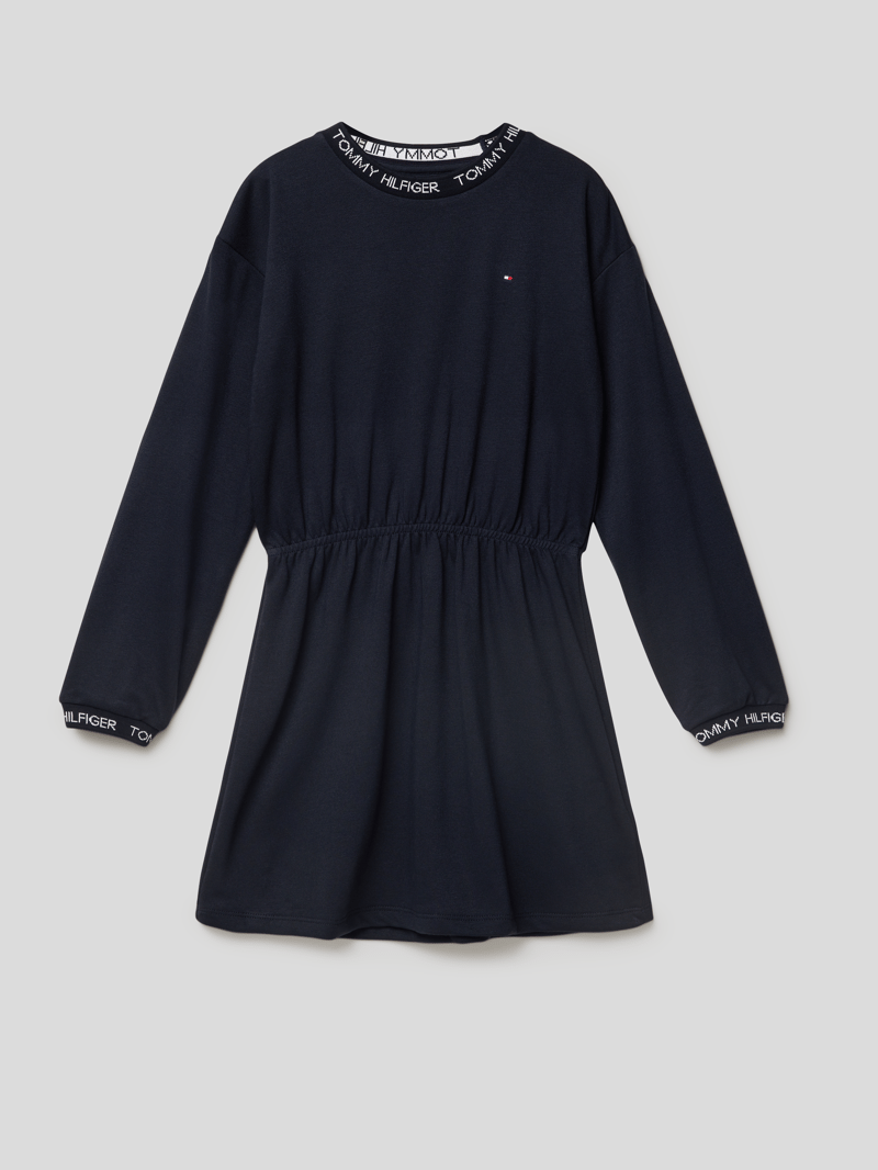 Sweatkleid mit Label-Print in marineblau