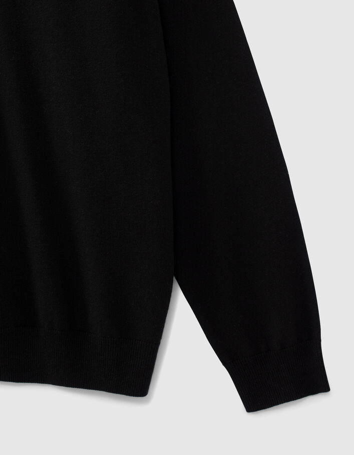 Polo noir bi-matière Interlock au dos Homme