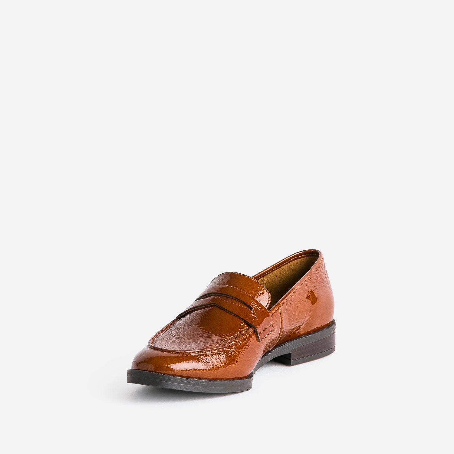 Mocassin ERAM FLEX caramel en cuir verni