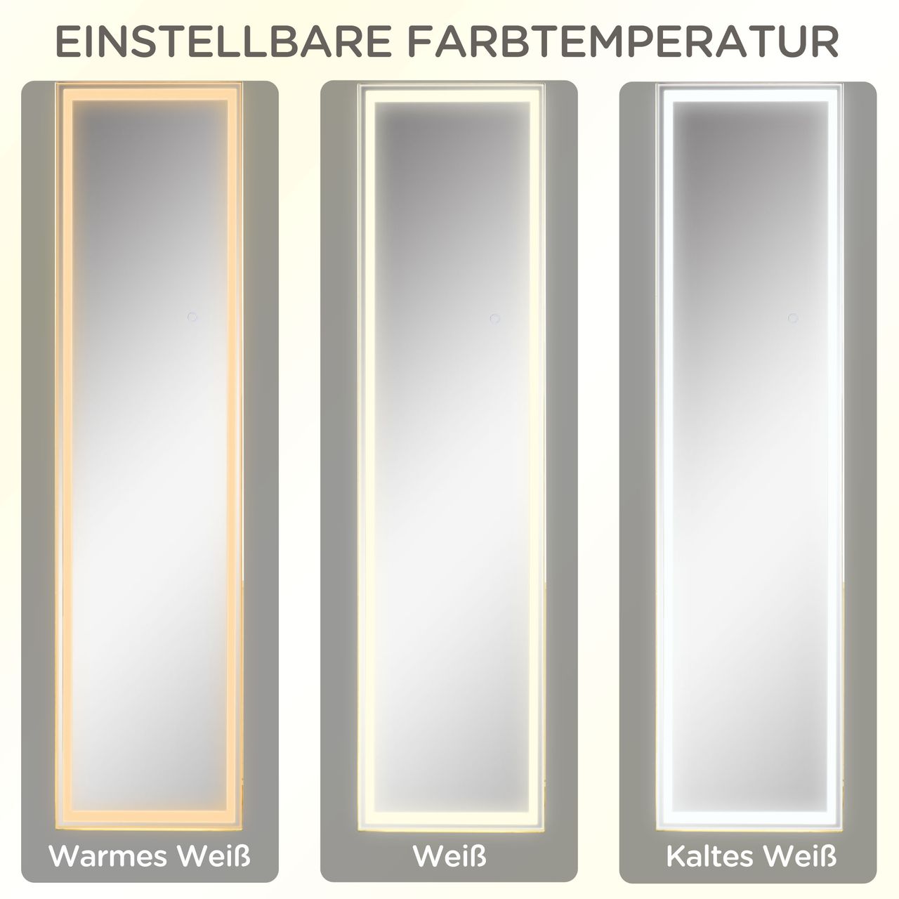 HOMCOM 2 in 1 Standspiegel, Wandspiegel, Ganzkörperspiegel mit LED-Beleuchtung