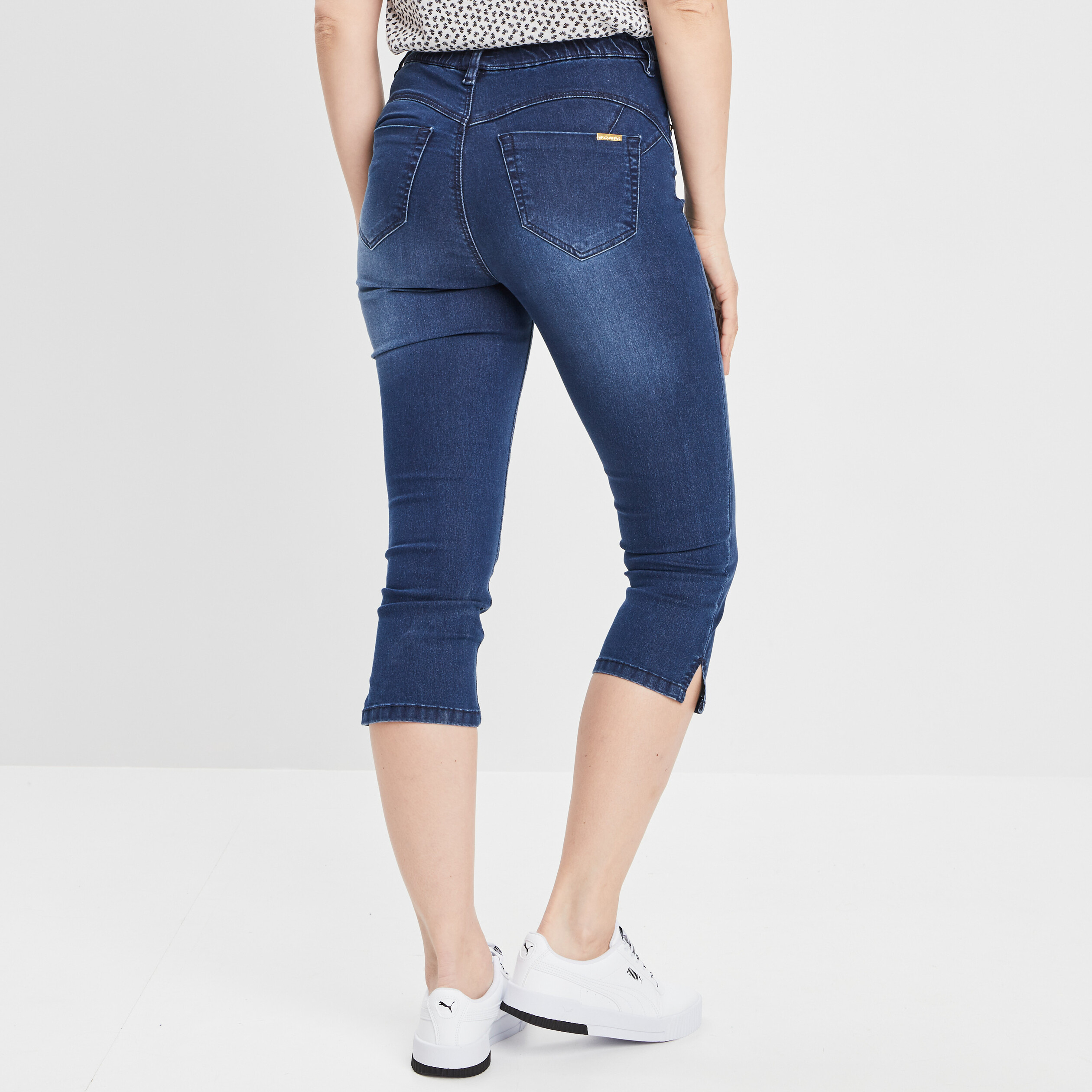Pantacourt skinny en jean push up denim double stone femme | La Halle