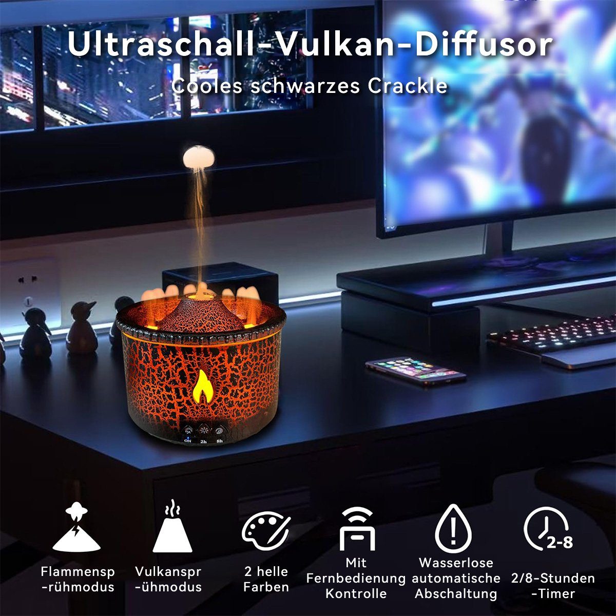 Welikera Luftbefeuchter Aroma Diffuser mit 2 Zerstäubungsmodi und Timer, 300ml