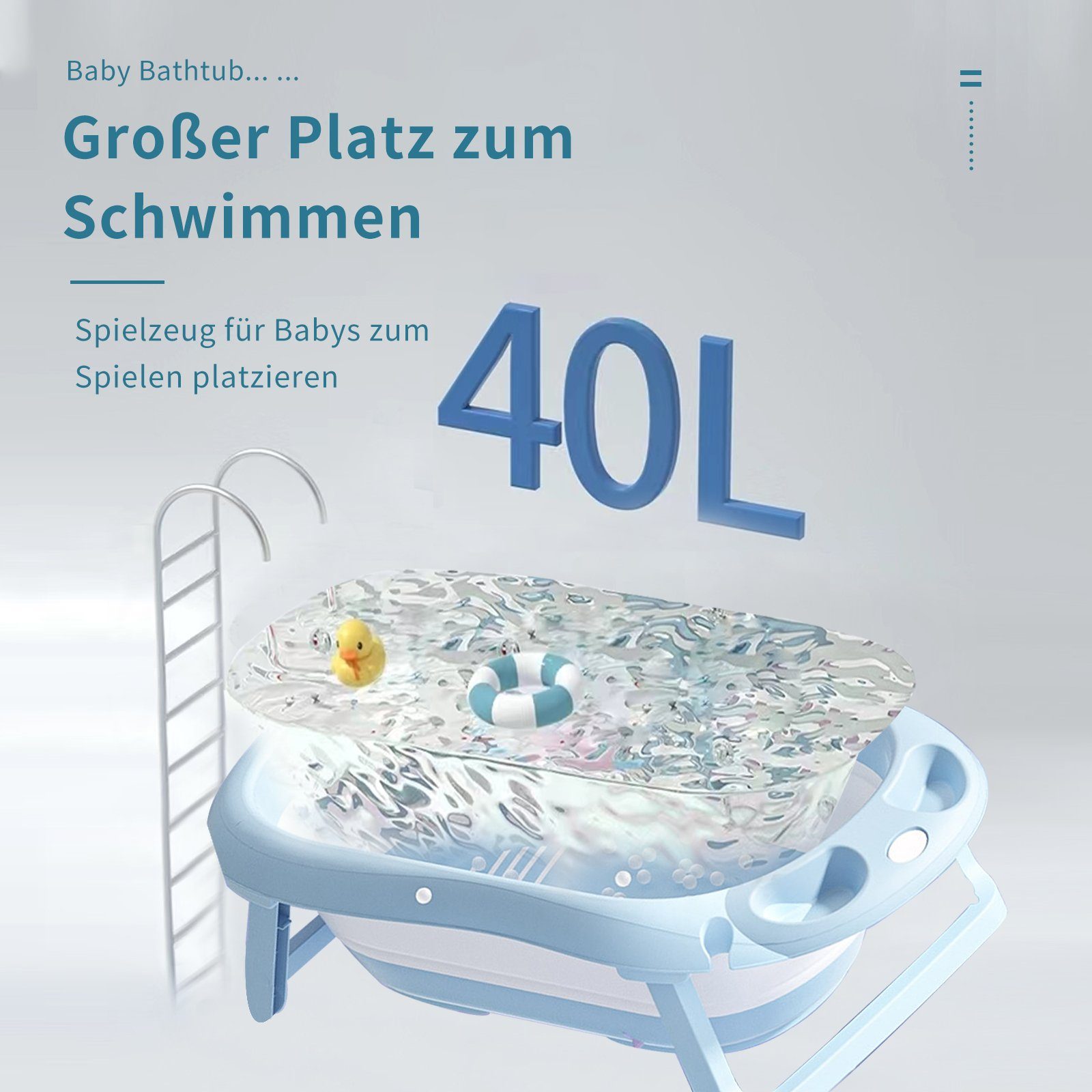 IKIDO Babybadewanne Faltbare Badewanne für Kinder, (Tragbare Badewanne für Dusche, Kinder Summer Schwimmbad), Bisphenol A frei, bleifrei, phthalatfrei