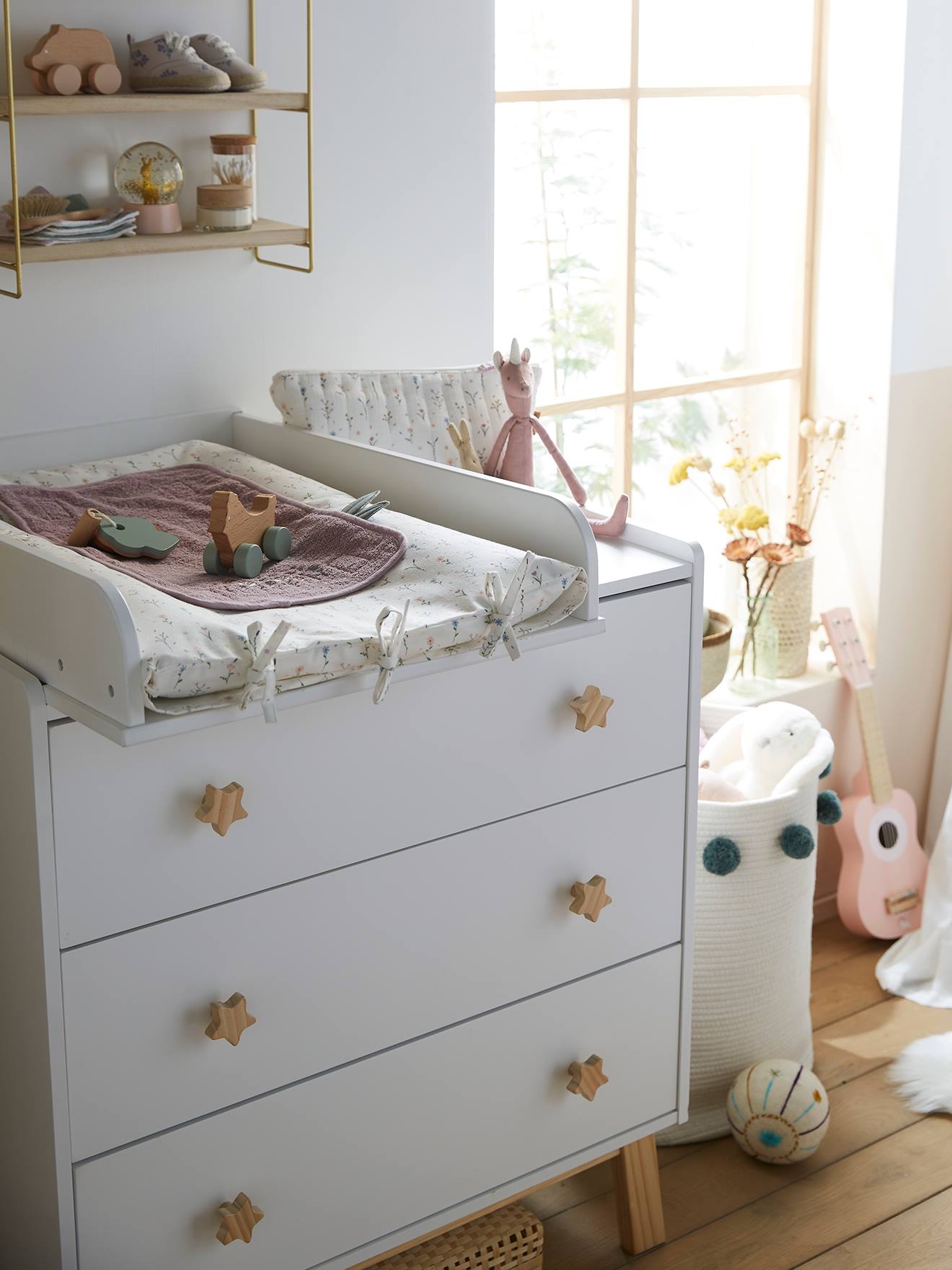 Vertbaudet Kinderzimmer Kommode GROßER BÄR, 3 Schubladen - weiß/natur