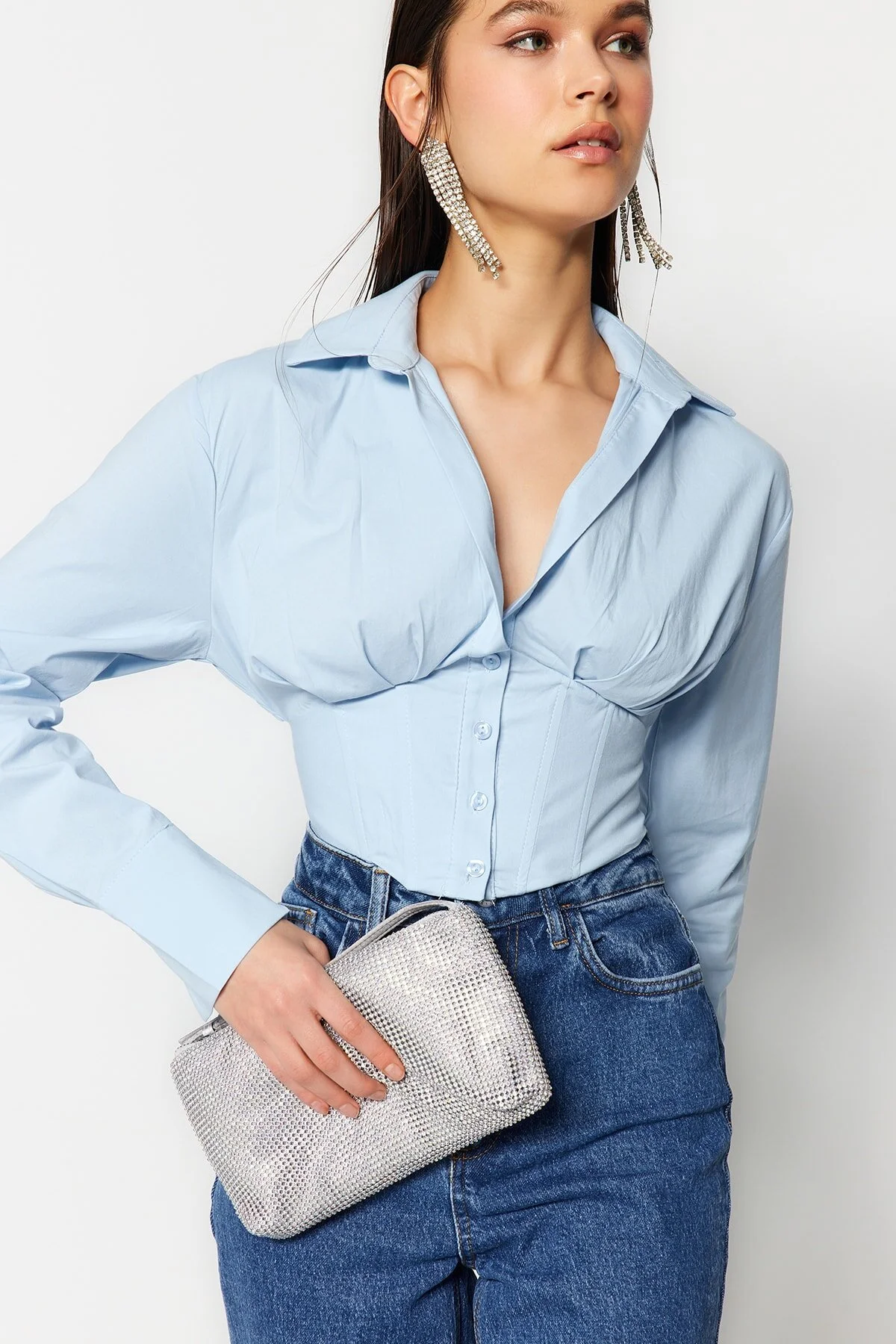 Trendyol Collection  Hemd - Blau - Figurbetont