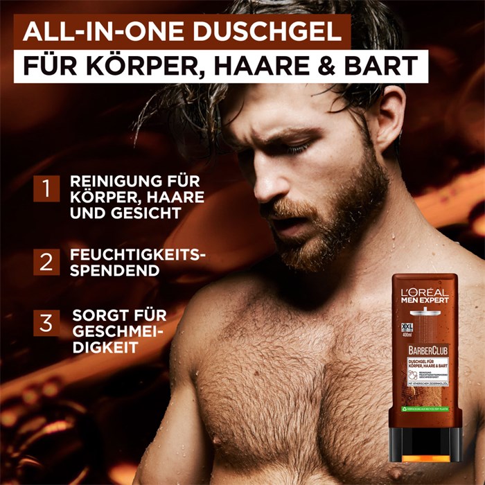 Duschgel für Körper, Haare & Bart