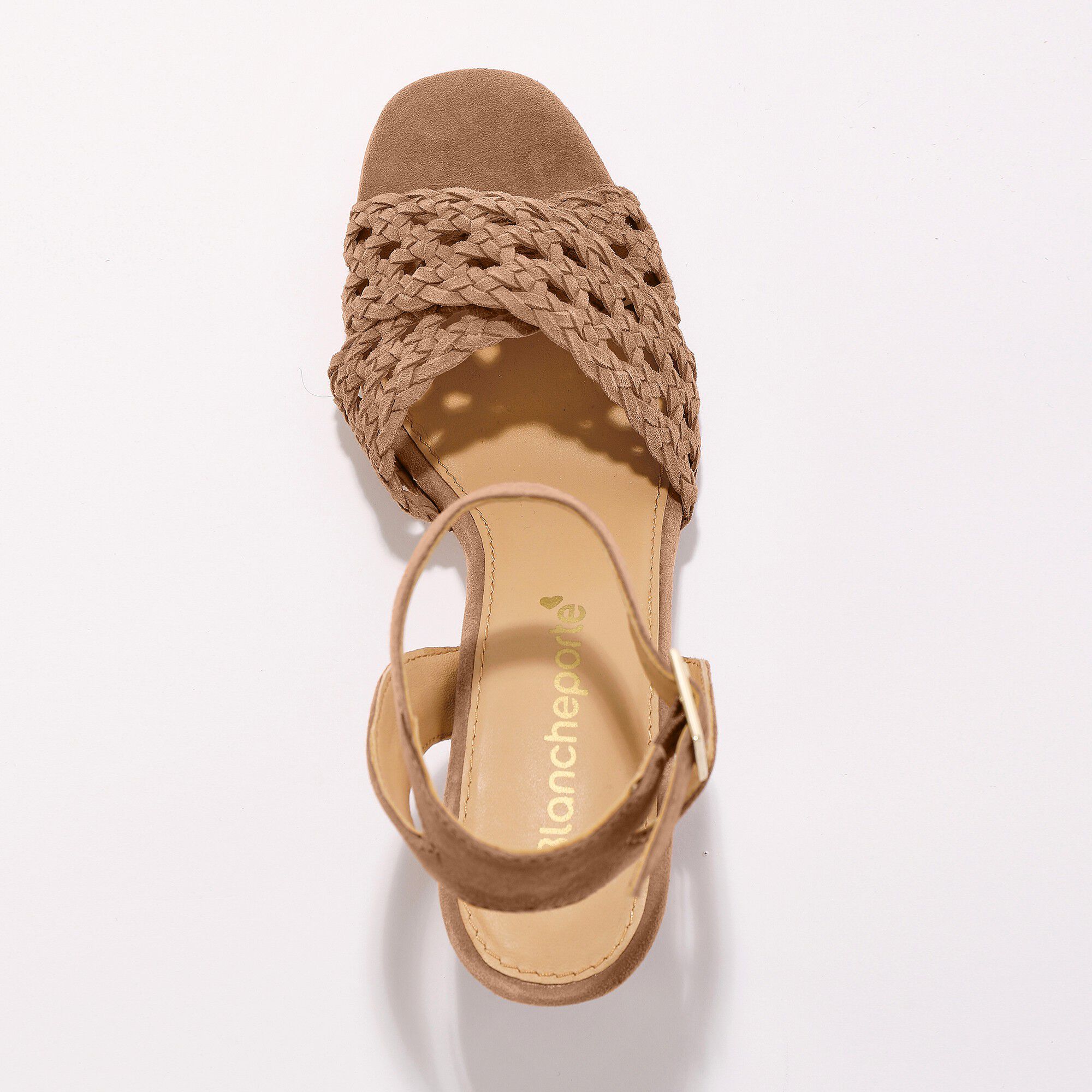 Sandales à brides en cuir tressé à talon
